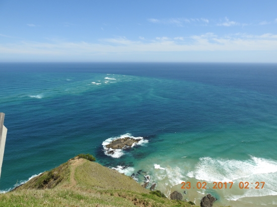 The Pacific Ocean viewed from Cape Reinga Lighthouse, northerly tip of NZ